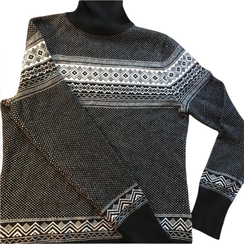 L.L. Bean 100% Cashmere Fair Isle turtleneck sweater size Large - Picture 2 of 6